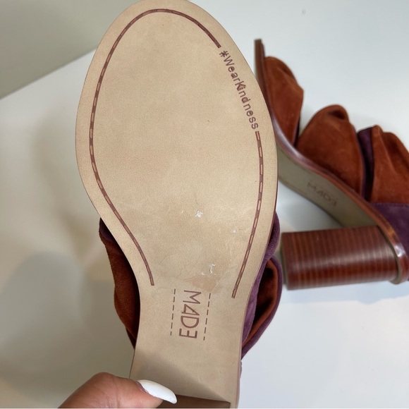 MADE red strappy block heel sandal shoes - Picture 7 of 8